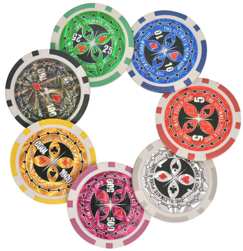 Conjunto de póquer/blackjack com 600 fichas em alumínio