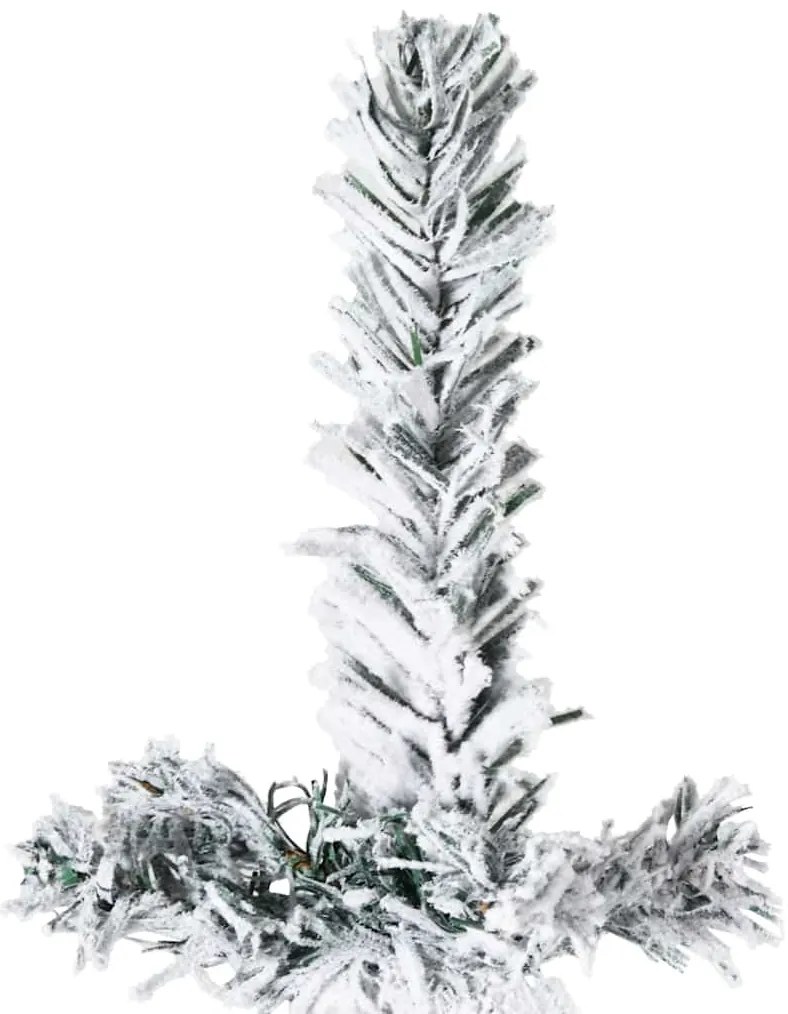 Meia árvore de Natal fina com flocos de neve 210 cm