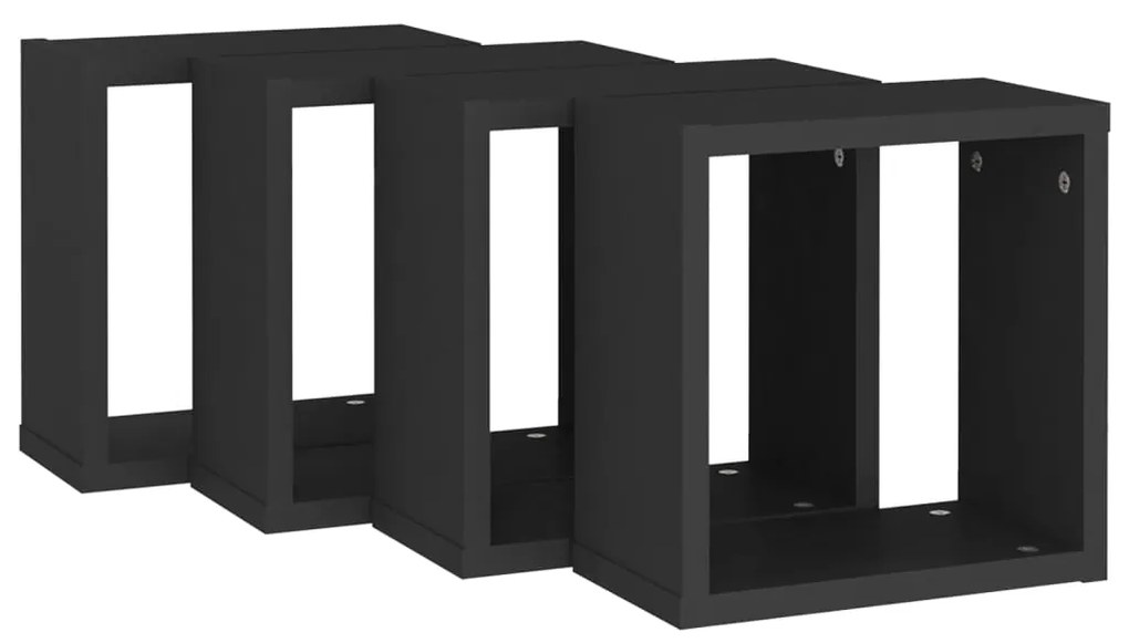 Prateleiras de parede em forma de cubo 4 pcs 30x15x30 cm preto