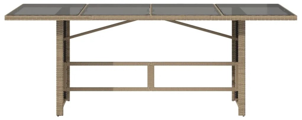 Mesa de jardim com tampo de vidro 190x80x74 cm vime PE bege