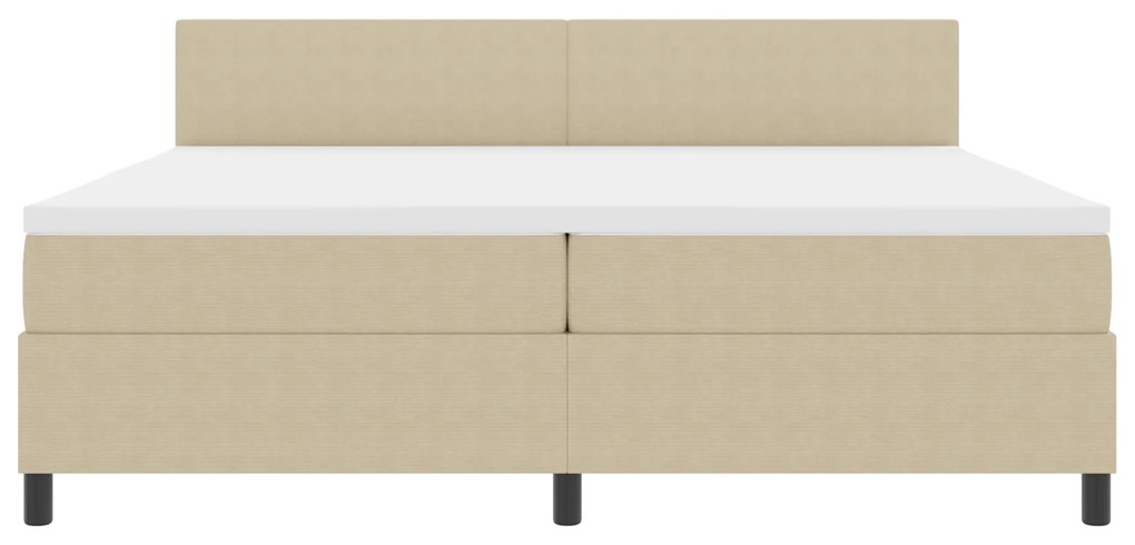 Cama Box Spring com Colchão Bege Claro 200x200 cm Tecido de Corduroy
