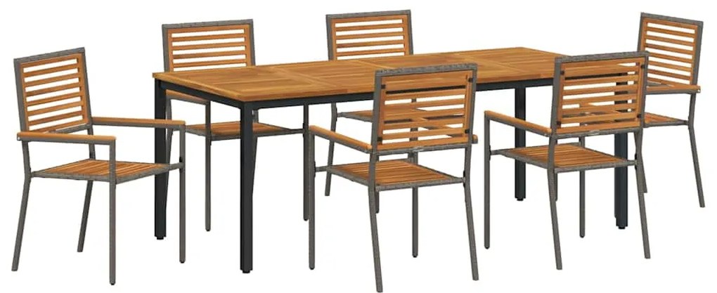 Conjunto de Jantar para Jardim Conjunto de 4 Cinza, Castanho