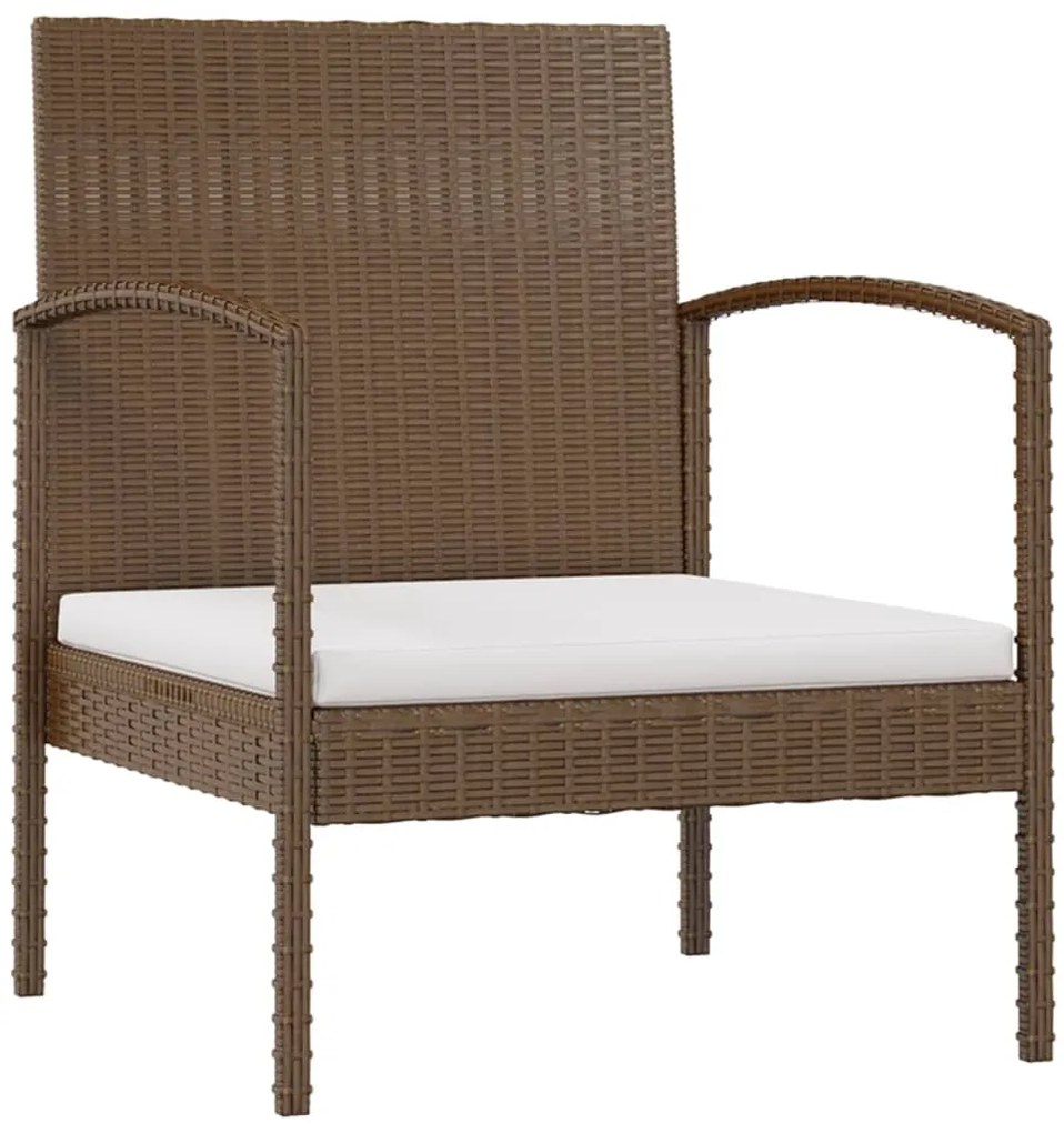 8 pcs Conjunto lounge de jardim com almofadões vime PE castanho
