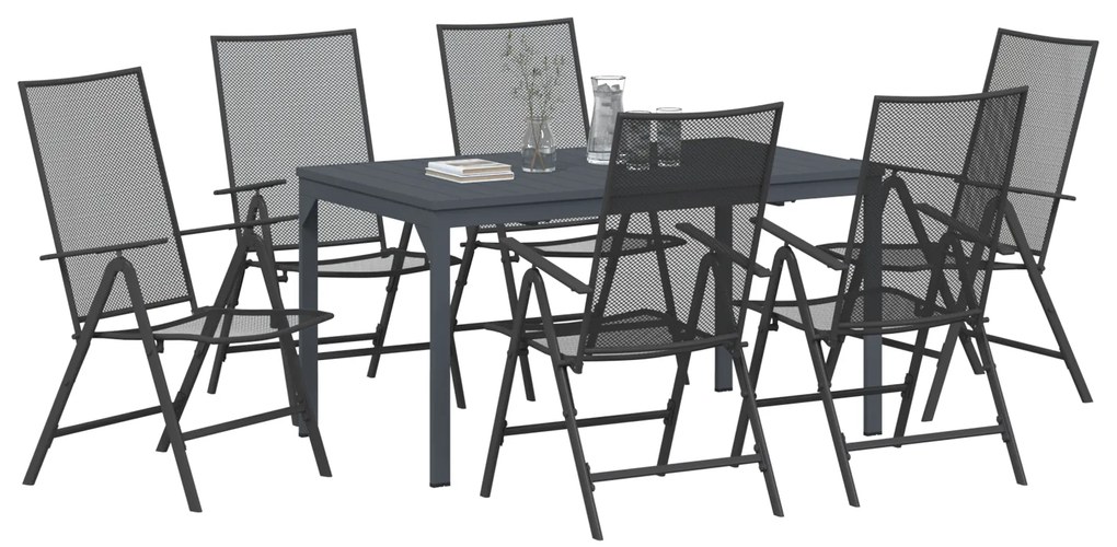 Conjunto de Jantar de 7 Peças em Aço Antracite