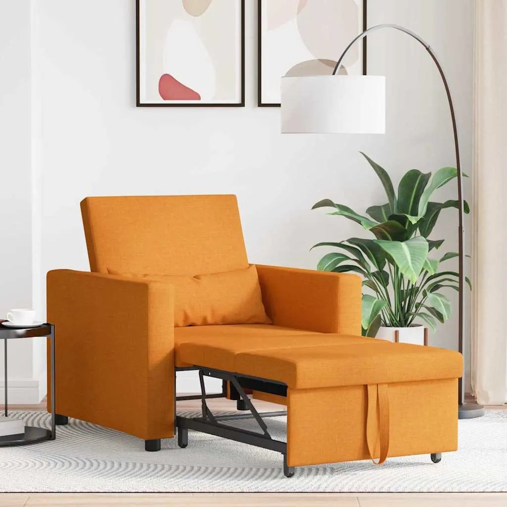 Sofá-cama Individual 3 em 1 Conversível Amarelo Escuro em Tecido