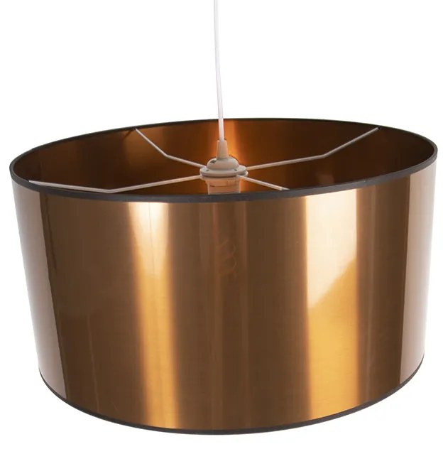 Candeeiro de suspensão Art Deco branco com cúpula em cobre 50 cm - Pendel Moderno