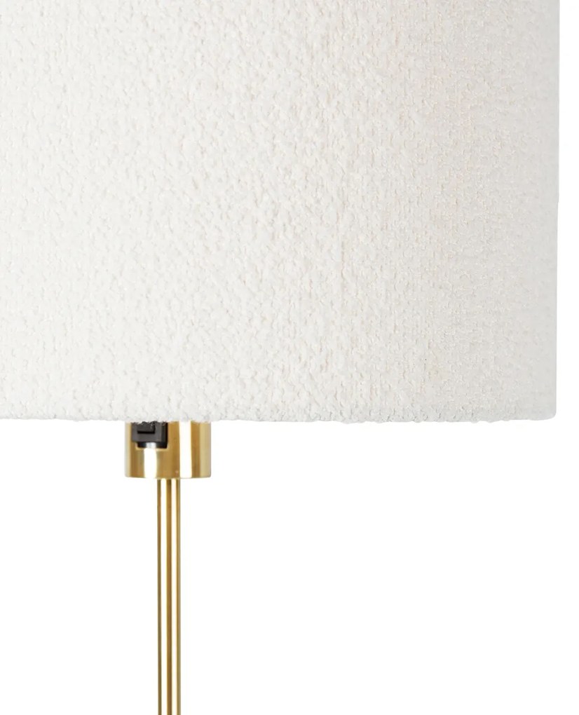 Candeeiro de chão regulável dourado com abajur branco 35 cm - Parte Design