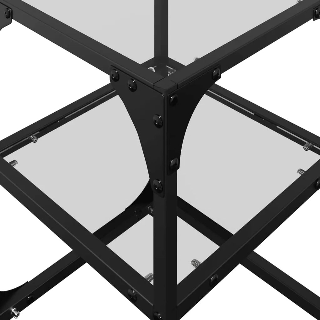 Mesa de centro c/ tampo em vidro transparente 30x30x45 cm aço