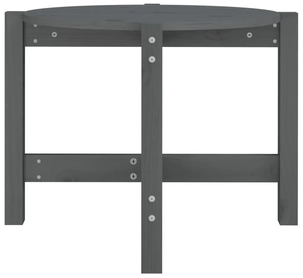Mesa de centro Ø 62,5x45 cm madeira de pinho maciça cinzento