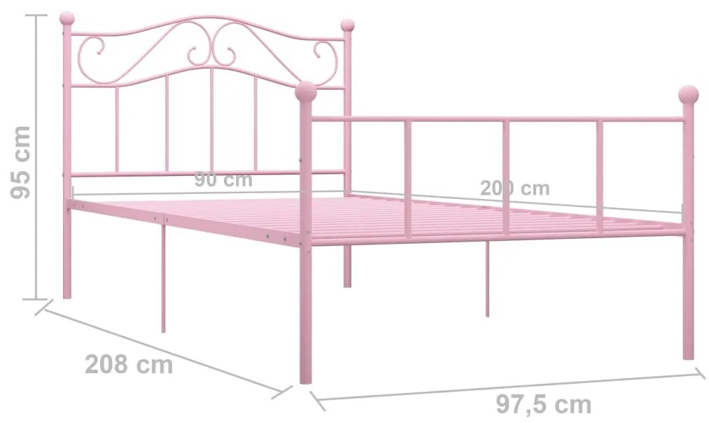 Estrutura de cama 90x200 cm metal rosa
