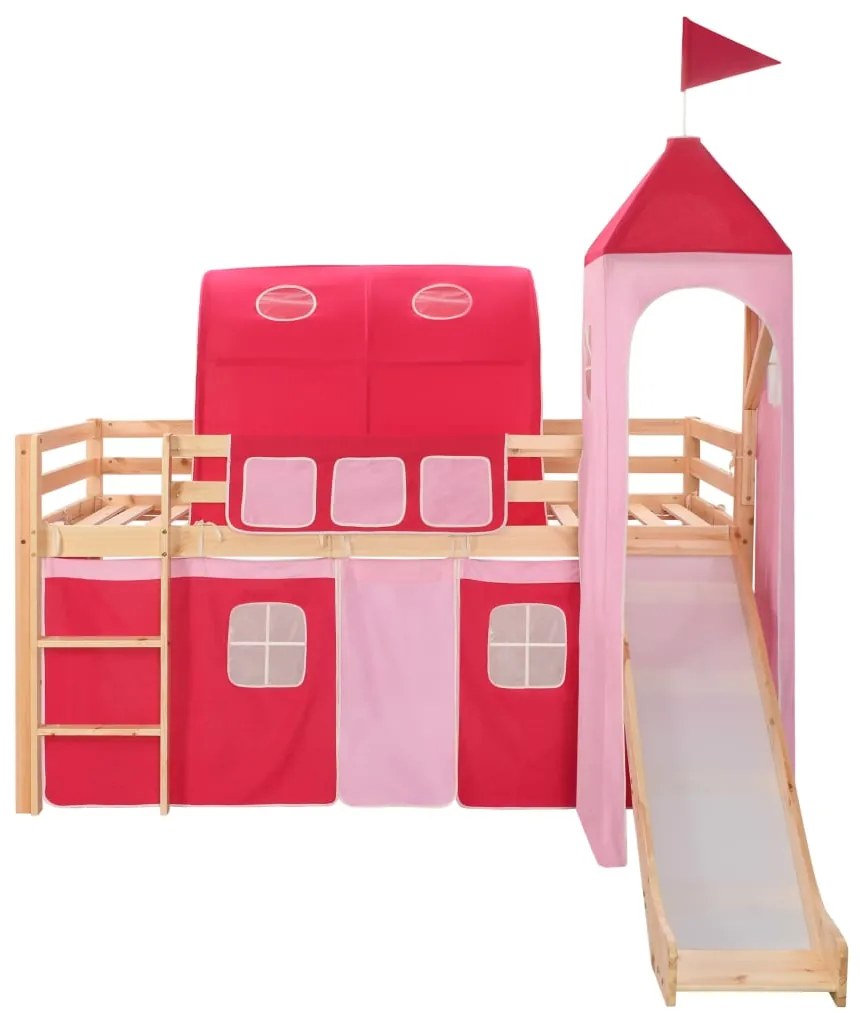 Estrutura cama infantil c/ escorrega e escada pinho 208x230cm