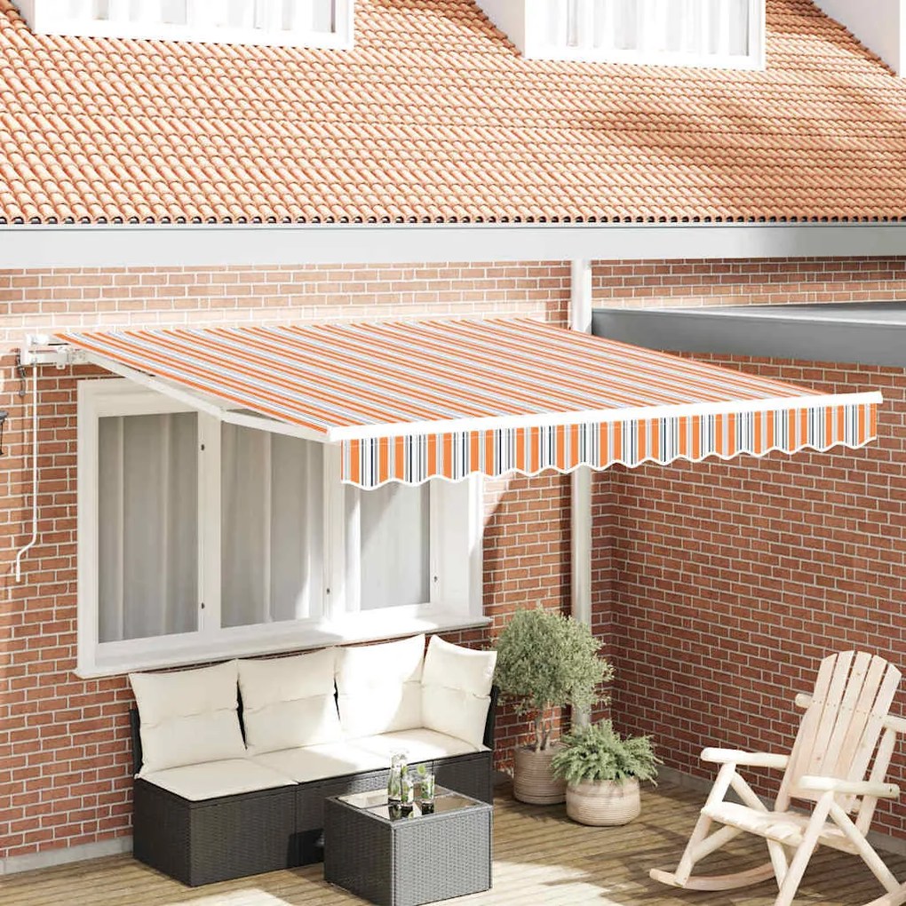 vidaXL Toldo Retrátil Multicolor 350 x 250 cm Tecido e Aço