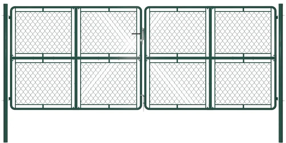 vidaXL Portão de jardim 400x150 cm aço verde