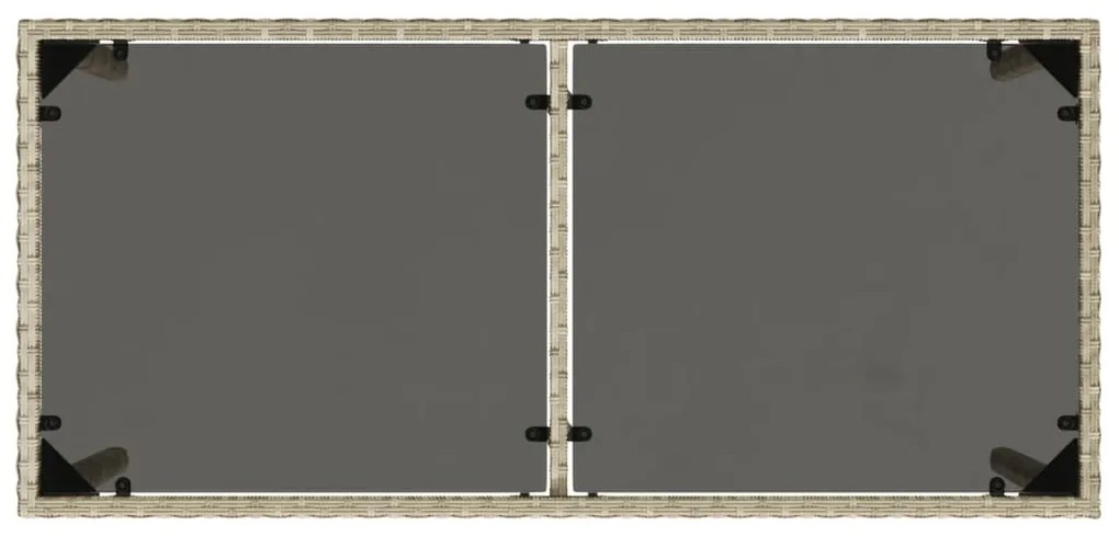 Mesa jardim c/ tampo de vidro 115x54x74 cm vime PE cinza-claro