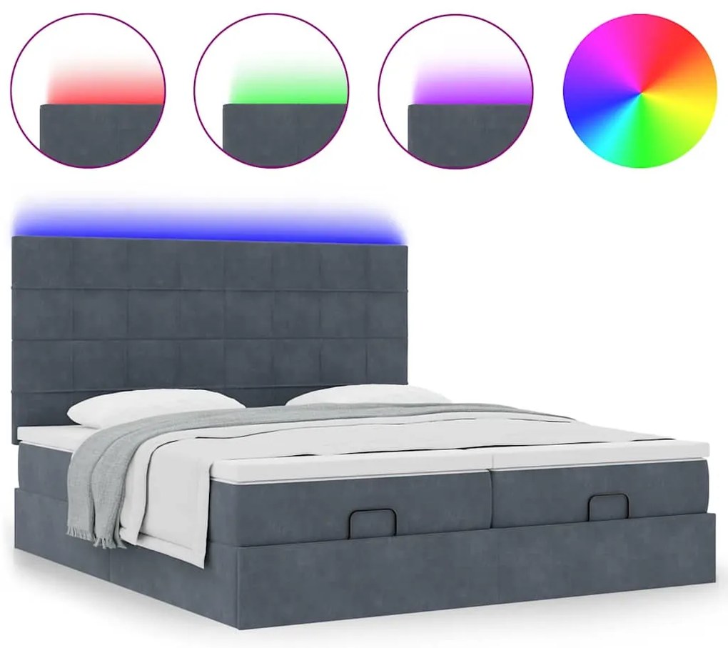 Estrutura cama otomana colchões 180x200 cm cinzento escuro