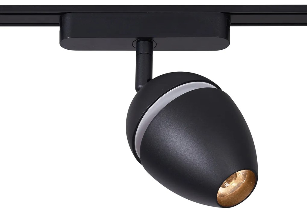 Sistema de iluminação de trilho moderno com 4 focos pretos monofásicos - Magnetic Eggy