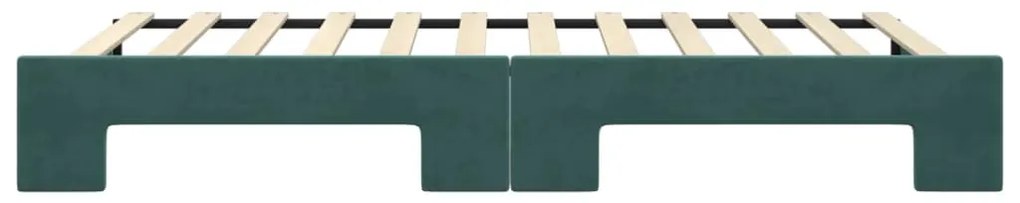 Sofá-cama com gavetão 100x200 cm veludo verde-escuro