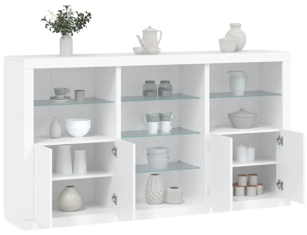 vidaXL Aparador com luzes LED 181,5x37x100 cm branco