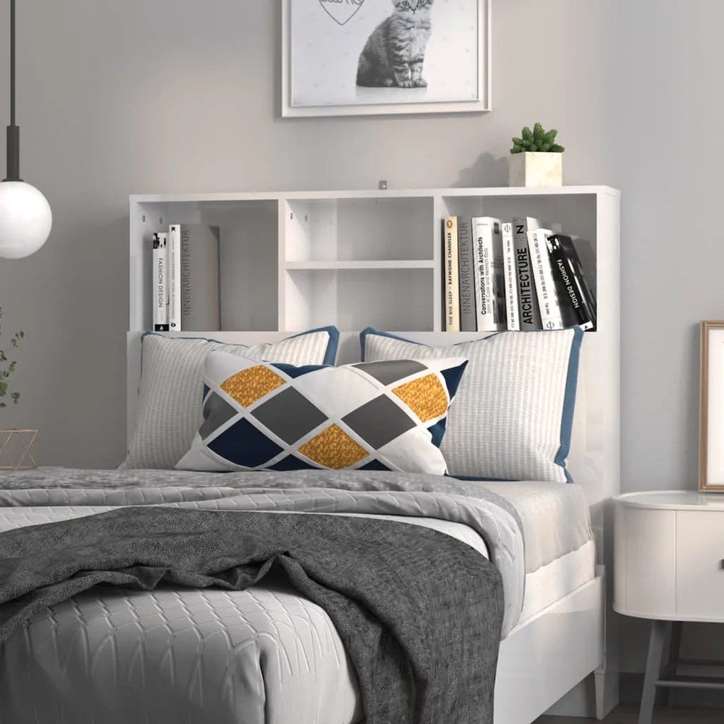 811850 vidaXL Armário de cabeceira 100x19x103,5 cm branco brilhante