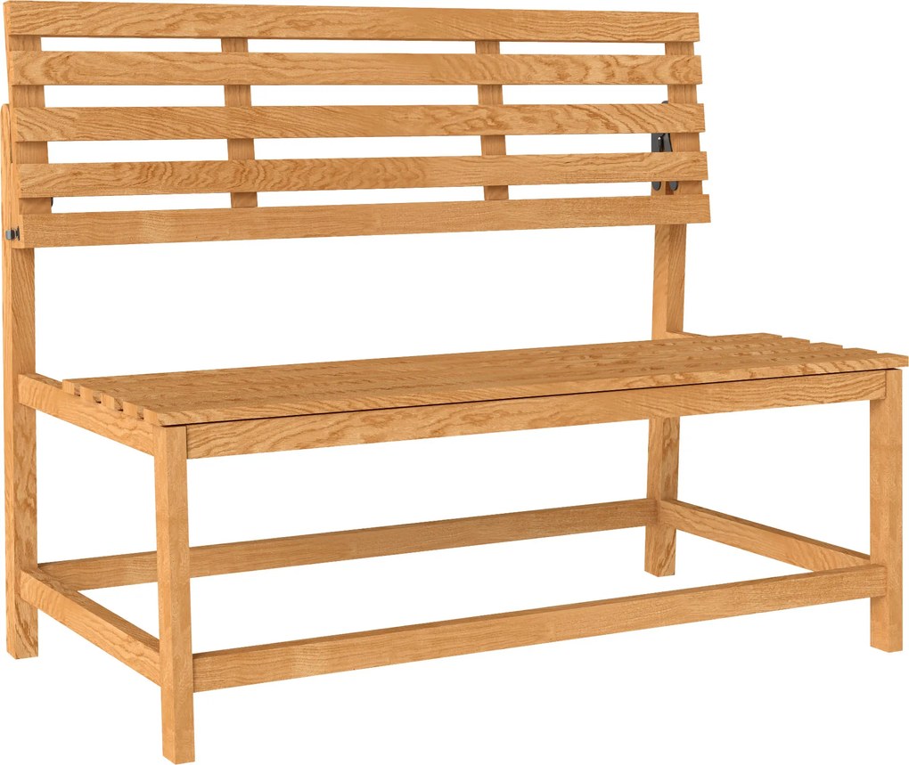 Outsunny Banco de Jardim 2 Lugares em Madeira, Assento Resistente às Intempéries, Mobiliário de Jardim UV-Resistente com Encostos Conversíveis 110x61x89cm, Teca | Aosom Portugal