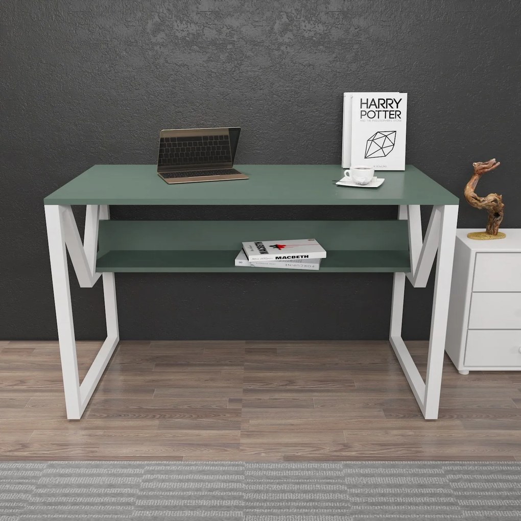 Secretária Lona – Verde e Branco – 120x72,8x60 cm