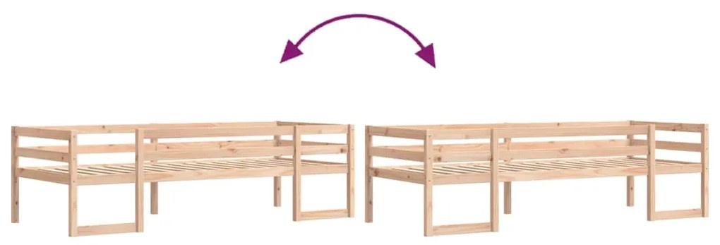 Estrutura de cama infantil 75x190 cm madeira de pinho maciça