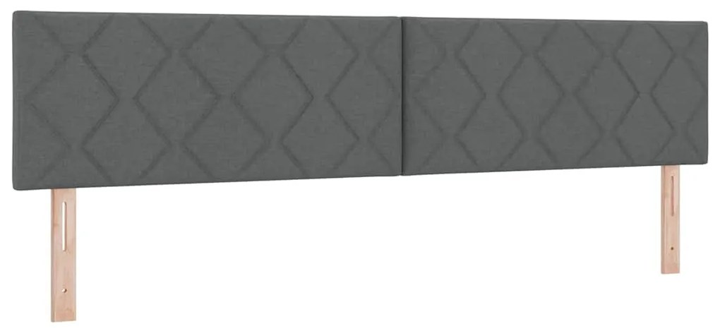 Cama Box Spring com Colchão &amp; LED Cinza Escuro 200x200 cm Tecido