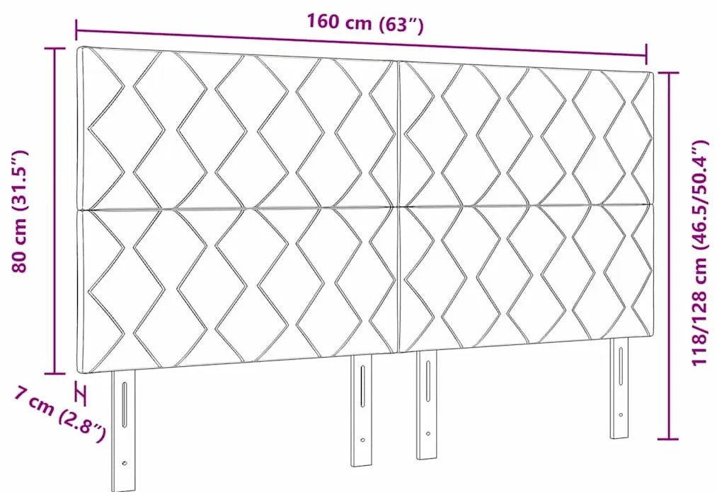 Cabeceira LED Design Blocos de Diamante Cinza Escuro 160 cm Veludo