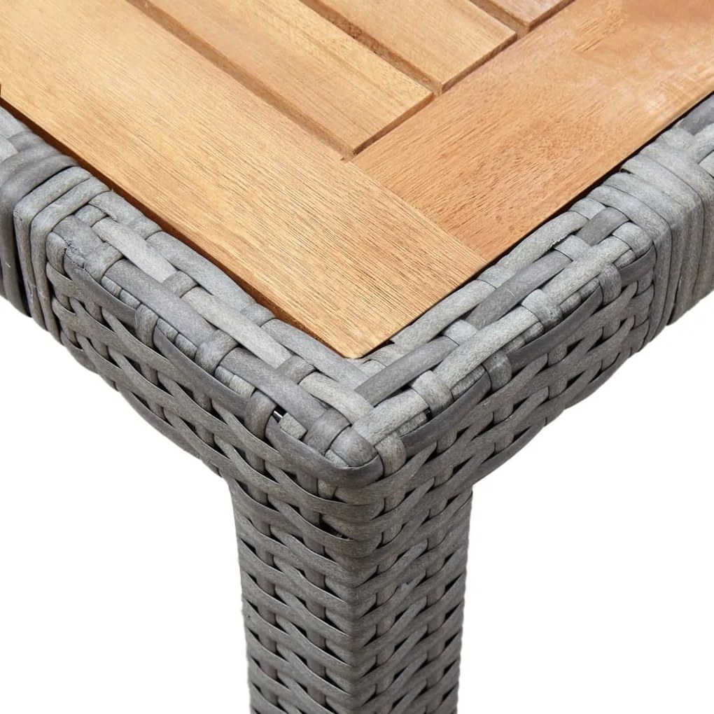 9 pcs conjunto jantar exterior c/ almofadões vime PE cinzento