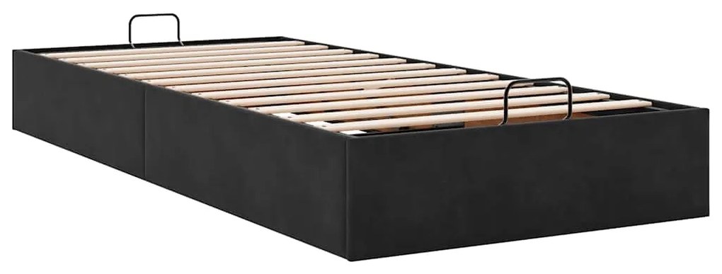 Otomano Bed Frame No Colchão Preto 90x200 cm Veludo