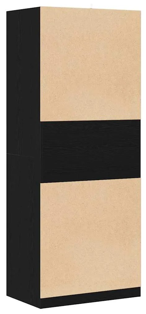 Guarda-Roupa Preto Carvalho 80 x 50 x 200 cm - Madeira de Engenharia