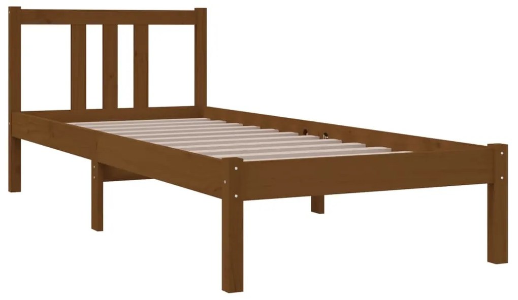 Estrutura cama pequena solteiro 75x190 cm madeira castanho mel