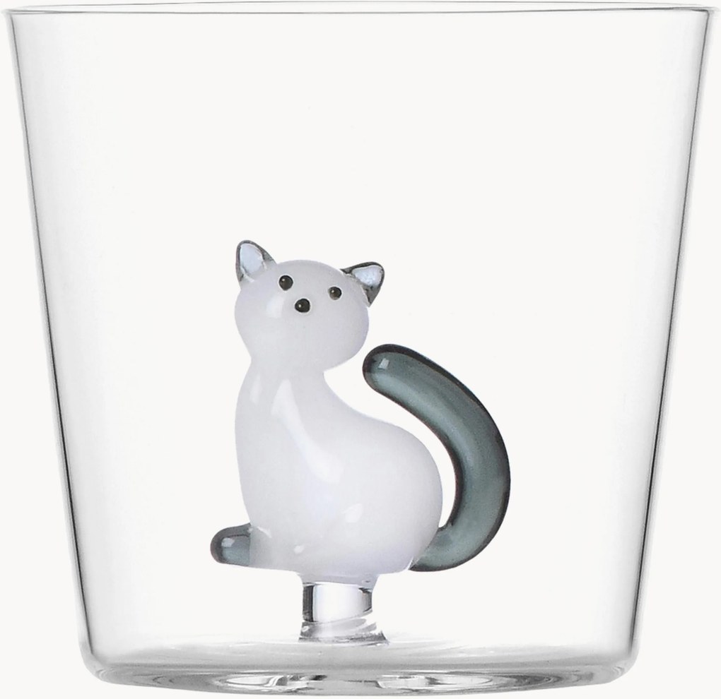 Copo em vidro borossilicato artesanal Tabby Cat