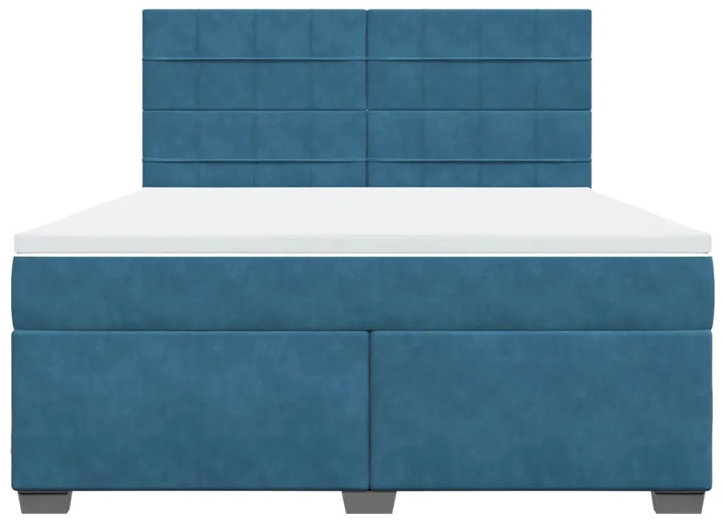 Cama com molas/colchão 180x200 cm veludo azul