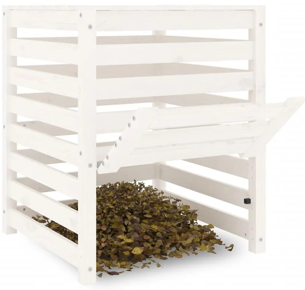 Caixote de compostagem 63,5x63,5x77,5cm pinho maciço branco