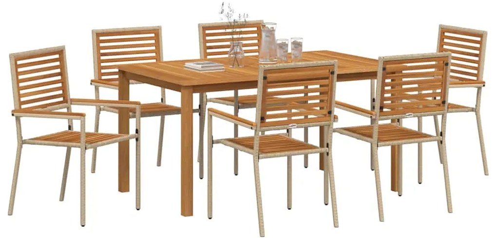 Conjunto de Jantar para Jardim 7 pcs Bege 150 x 90 x 74 cm