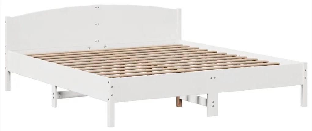 Cama com estante sem colchão 200x200 cm pinho maciço branco