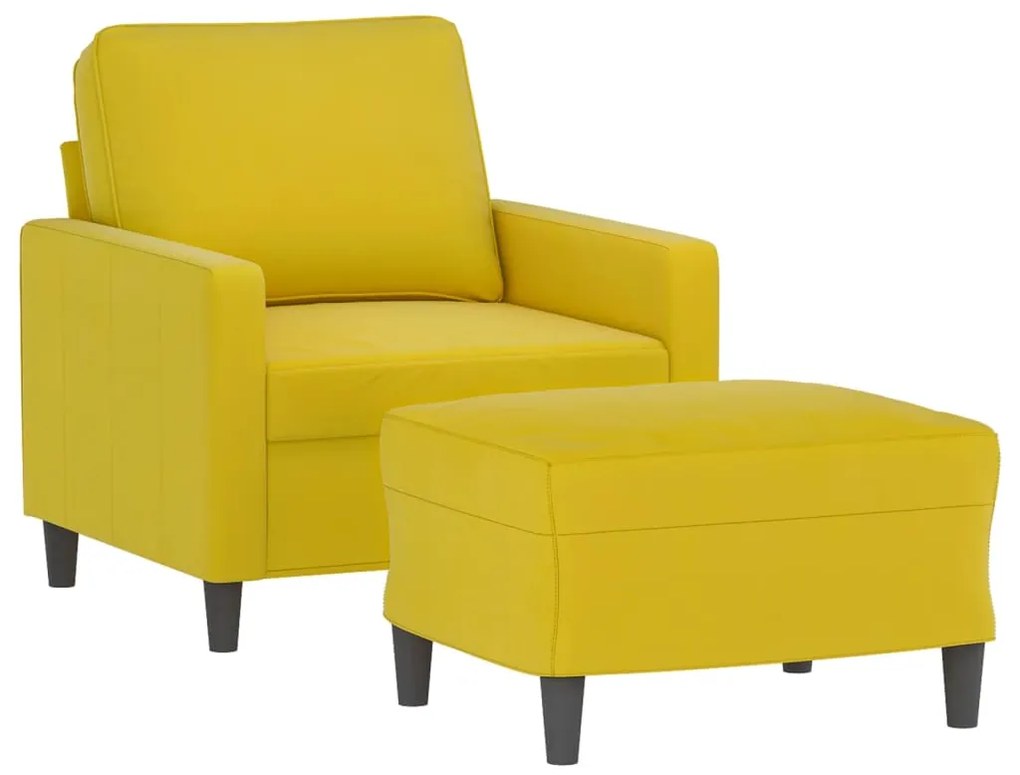 Poltrona com apoio de pés 60 cm veludo amarelo