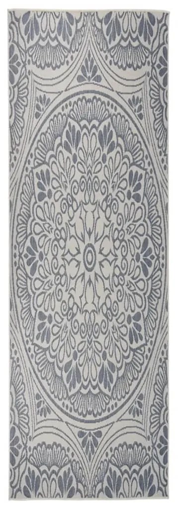 Tapete de tecido plano para exterior 80x250 cm padrão azul
