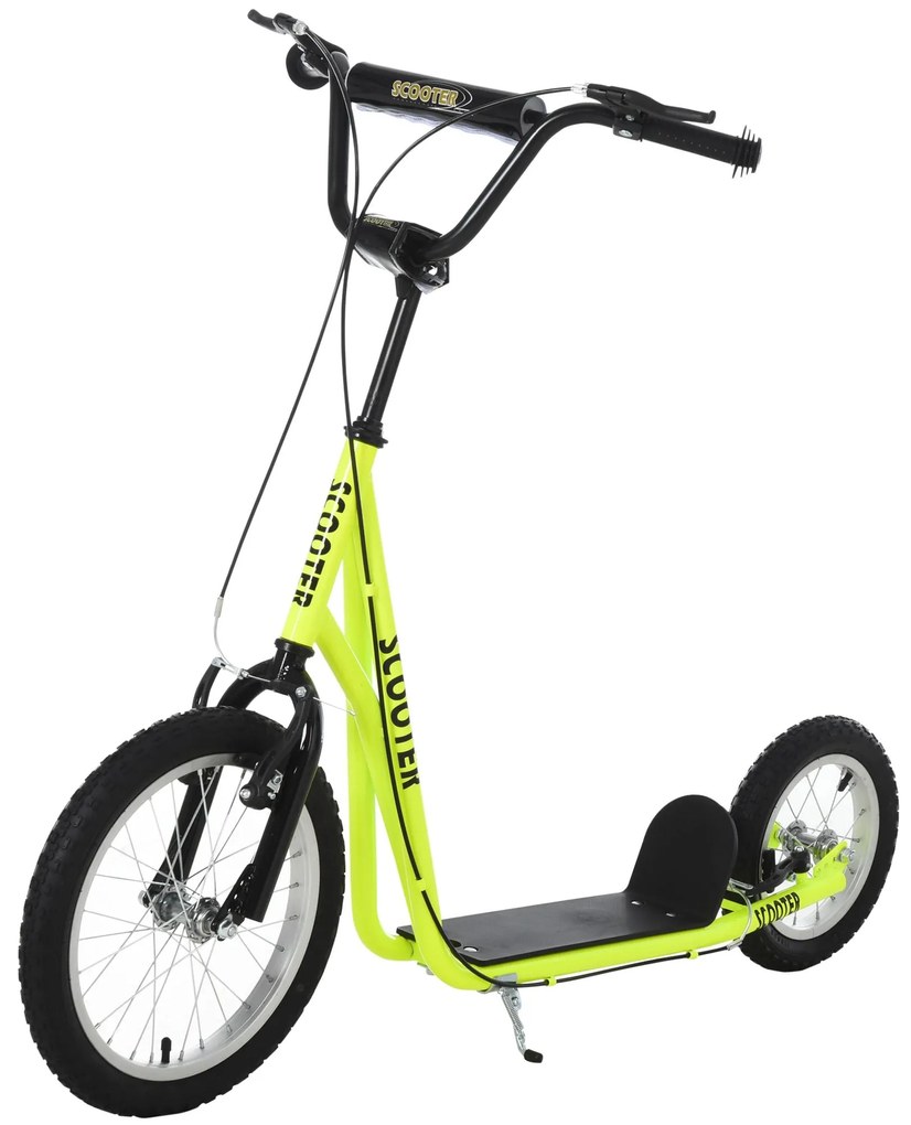 Trotinete para crianças acima de 5 anos Guiador ajustável Rodas infláveis 135x58x88-94 cm Amarelo