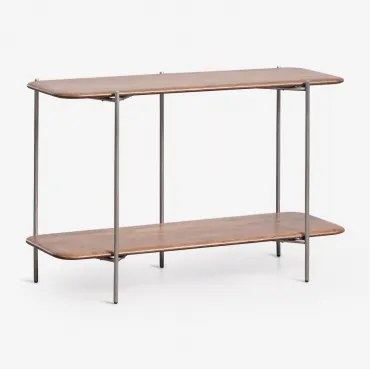 Consola De Entrada Retangular 120x40 Cm Em Madeira De Manga E Aço Inoxidável Vimara Madeira De Cabo Escuro - Sklum