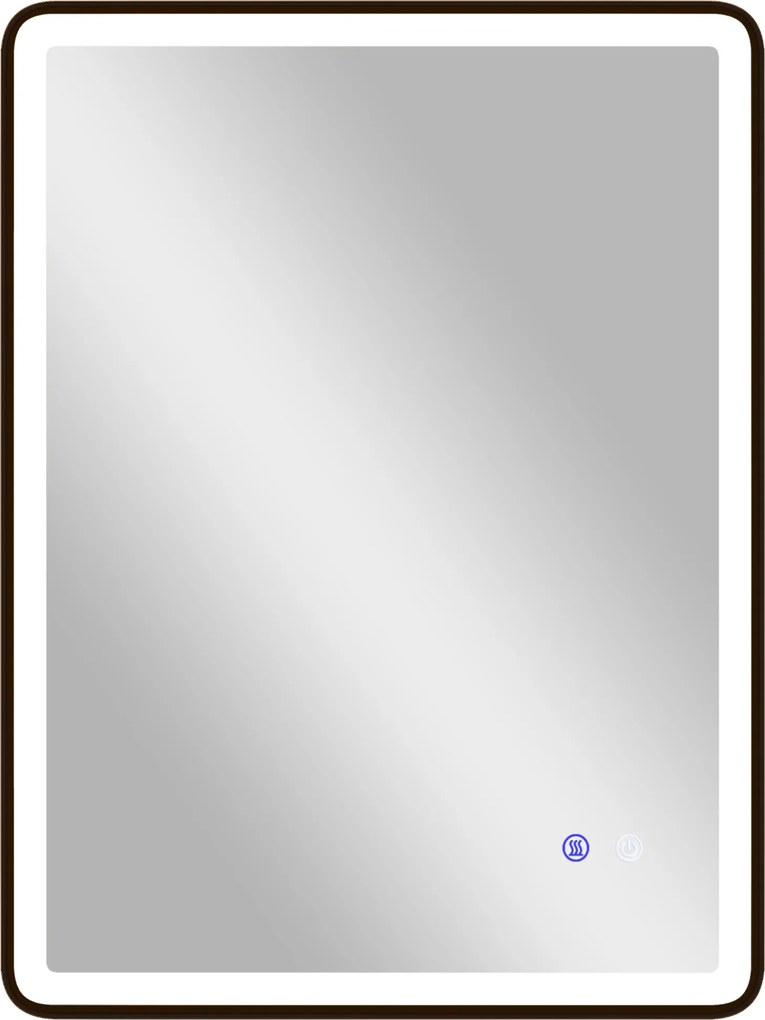 HOMCOM Espelho de Banheiro LED Antiembaçante Dimmável para Maquiagem com Iluminação 80 x 60 cm Moldura Preta | Aosom Portugal