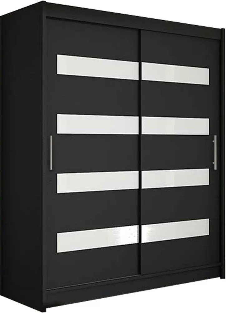 Roupeiro Closico Camera IV, Preto, 200x150x58cm, 118 kg, Portas para roupeiro: Deslizante, Número de prateleiras: 5, Número de prateleiras: 5