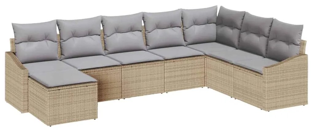 Conjunto de Jantar de Jardim de 8 Peças com Almofadas Bege em Rattan S