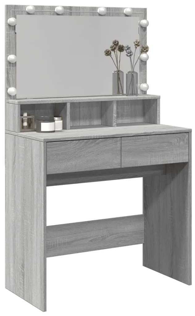 Toucador com LED 80x41x134,5 cm cinzento sonoma