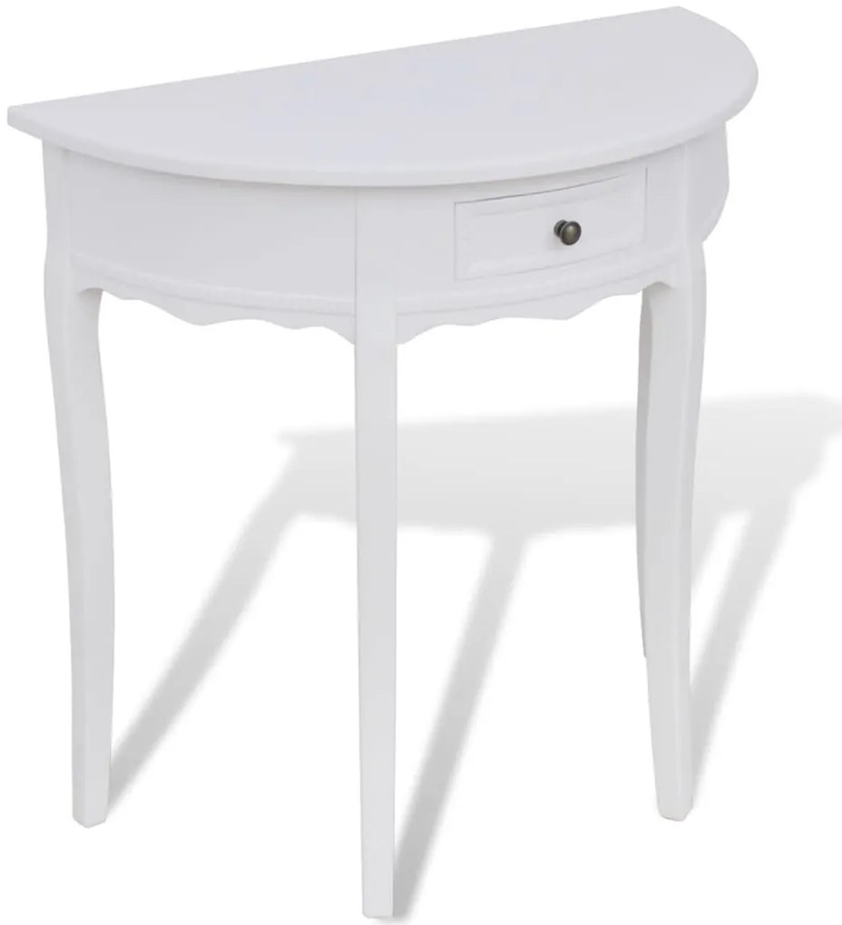 Mesa consola meia-lua com gaveta branco