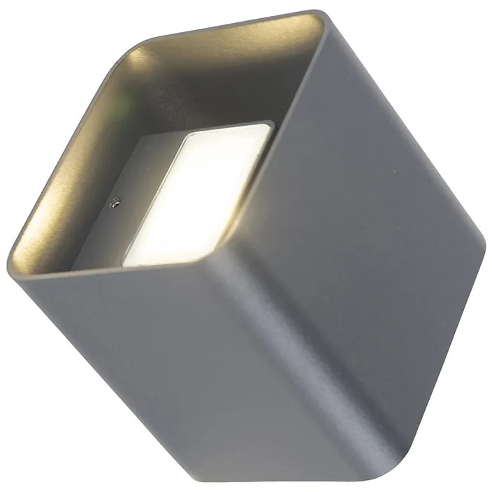 Candeeiro de parede moderno cinzento escuro incl. LED IP54 quadrado - Evi Moderno