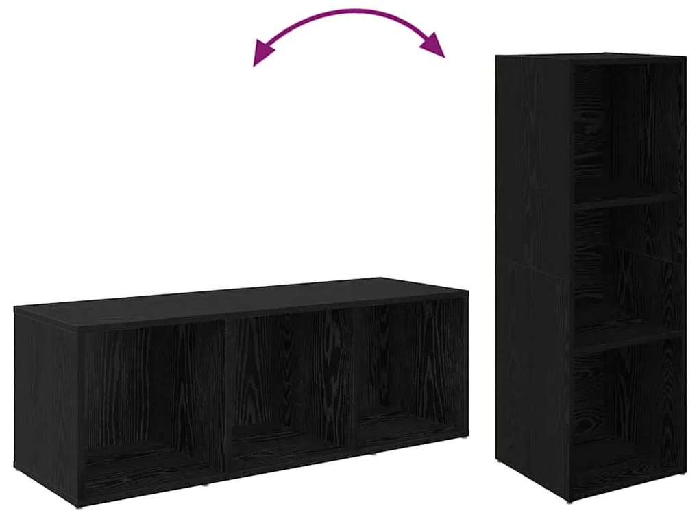 Gabinete para TV 4 pcs Carvalho Preto 37 x 35 x 107.5 cm
