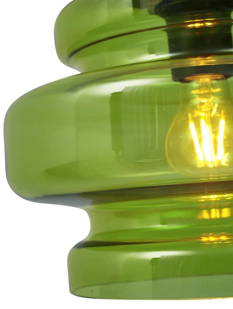 Candeeiro suspenso retro preto com vidro verde - Denise Retro