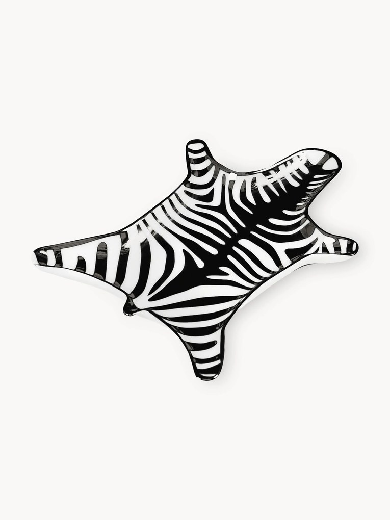 Tabuleiro decorativo de porcelana com motivo de zebra